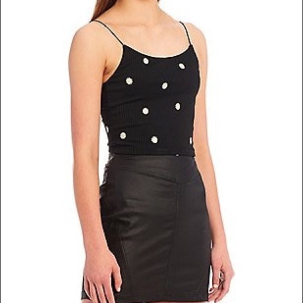 Forever 21 Ribbed Daisy Crop Tank Top